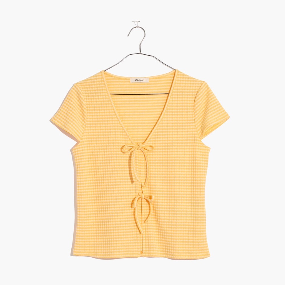 Madewell Yellow Gingham Tie Top